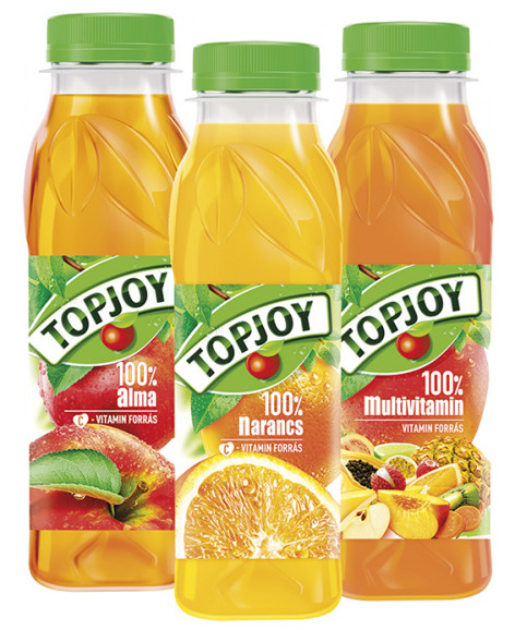 Topjoy 100%-os gyümölcslevek 0,3 l PET-palackban