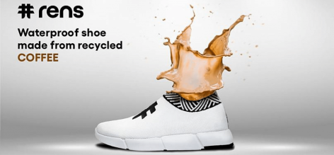 A waterproof shoe made from coffee and recycled plastic
